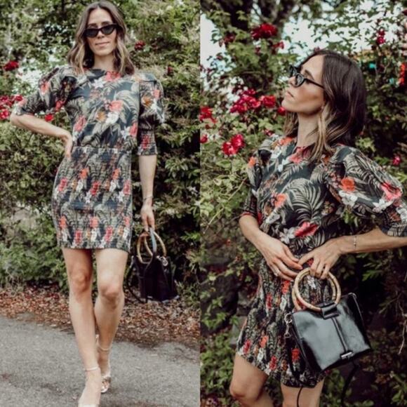 Rebecca Minkoff Geneva Floral Smocked Dress Size XXS - Picture 5 of 9